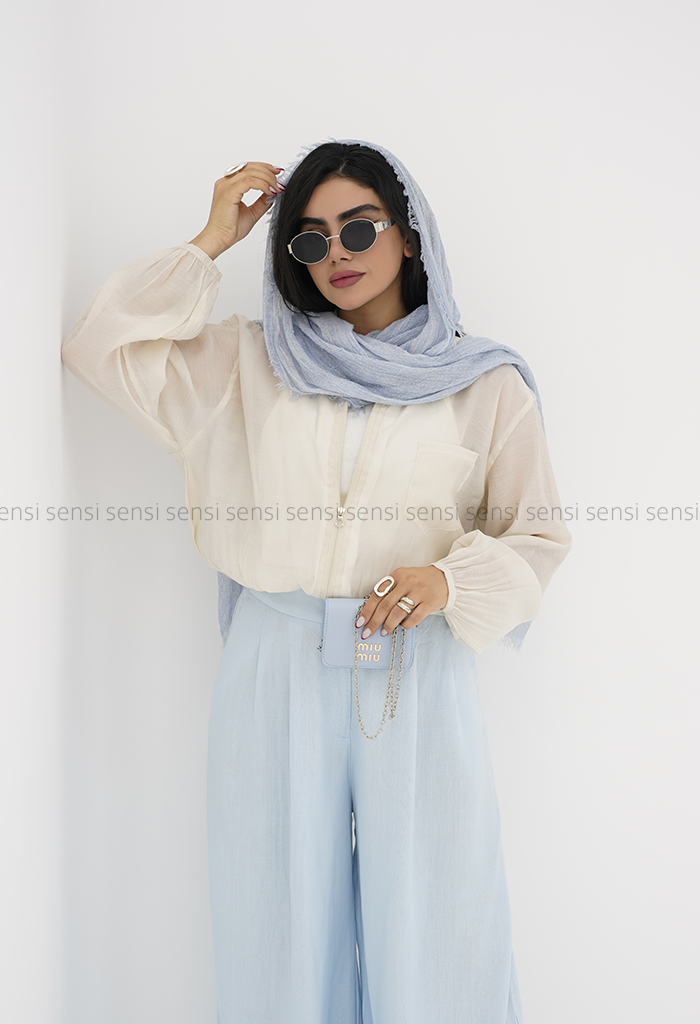 شومیز شیشه ای دوتیکه جلو زیپ کد1006023